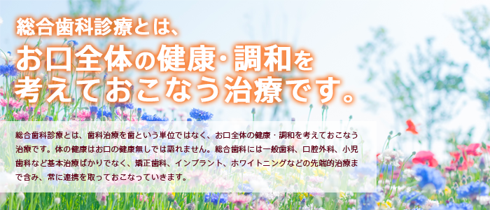 総合歯科診療とは、お口全体の健康・調和を考えて行う治療です。